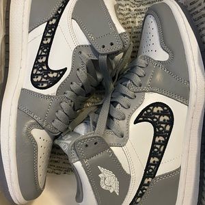 custom Nikes Jordan 1 womens 7.5 Dior logo
